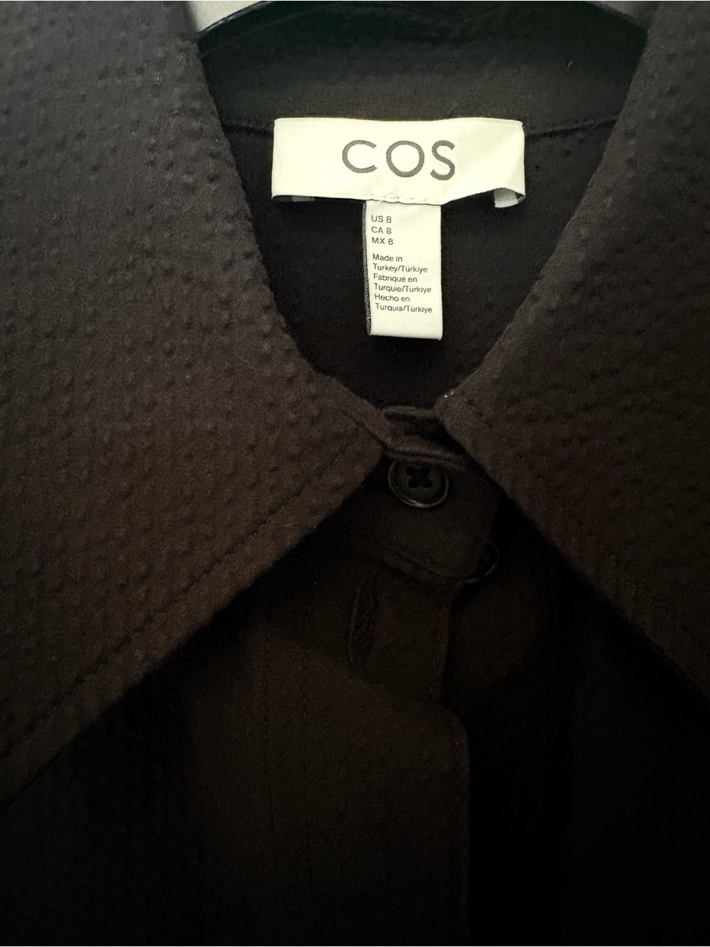 COS Women’s Black Textured Short Sleeve Shirt size US 8 - Picture 2 of 4